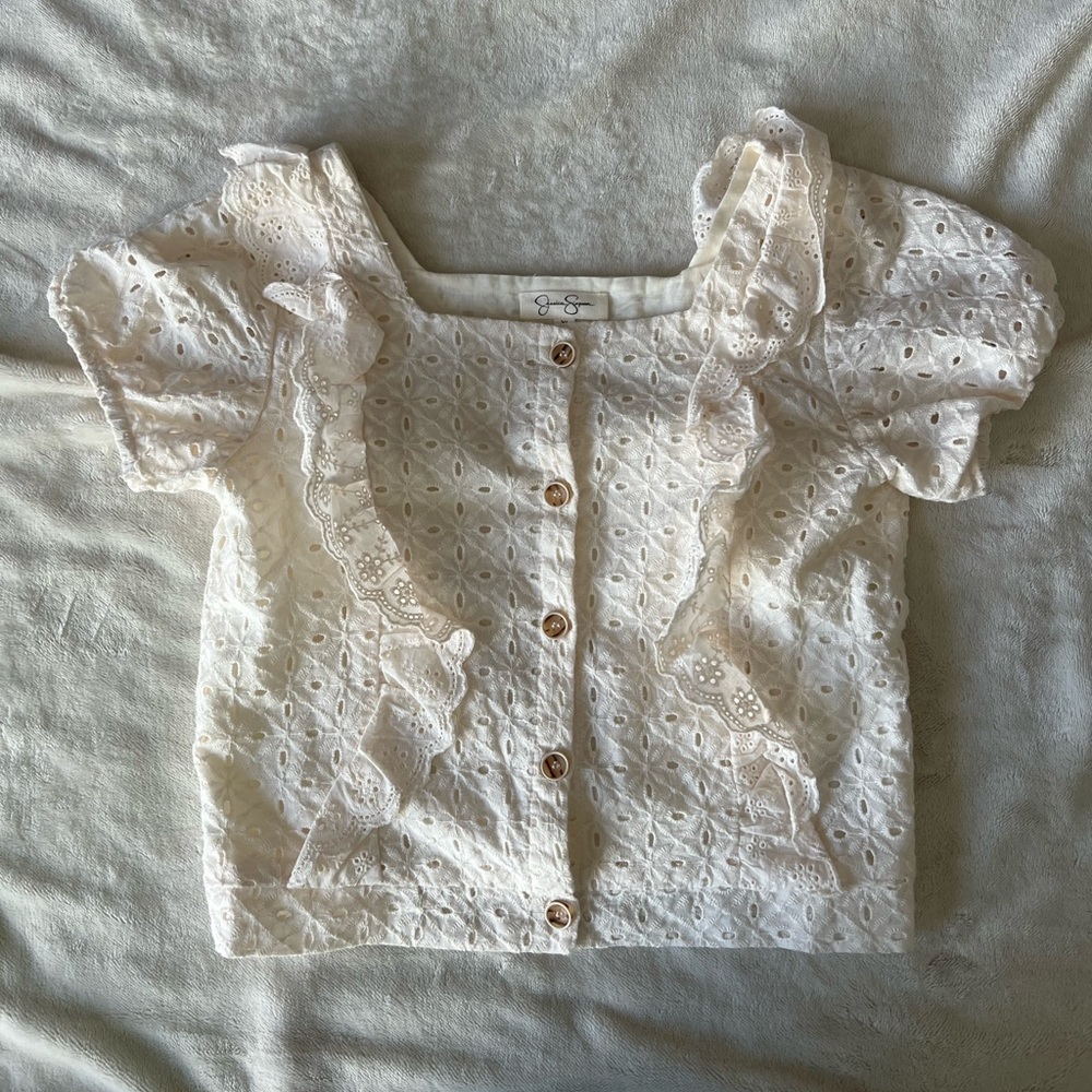 Jessica Simpson Girl’s square neck ruffle blouse-size XL (14/16)